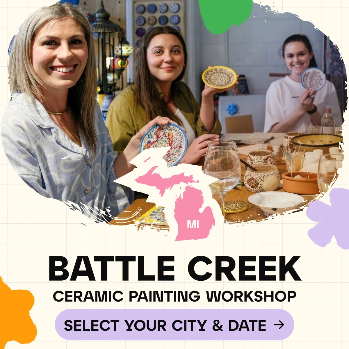 Ceramic Painting Workshop Classes in Battle Creek - Artmasterclass GlobalWorkshop