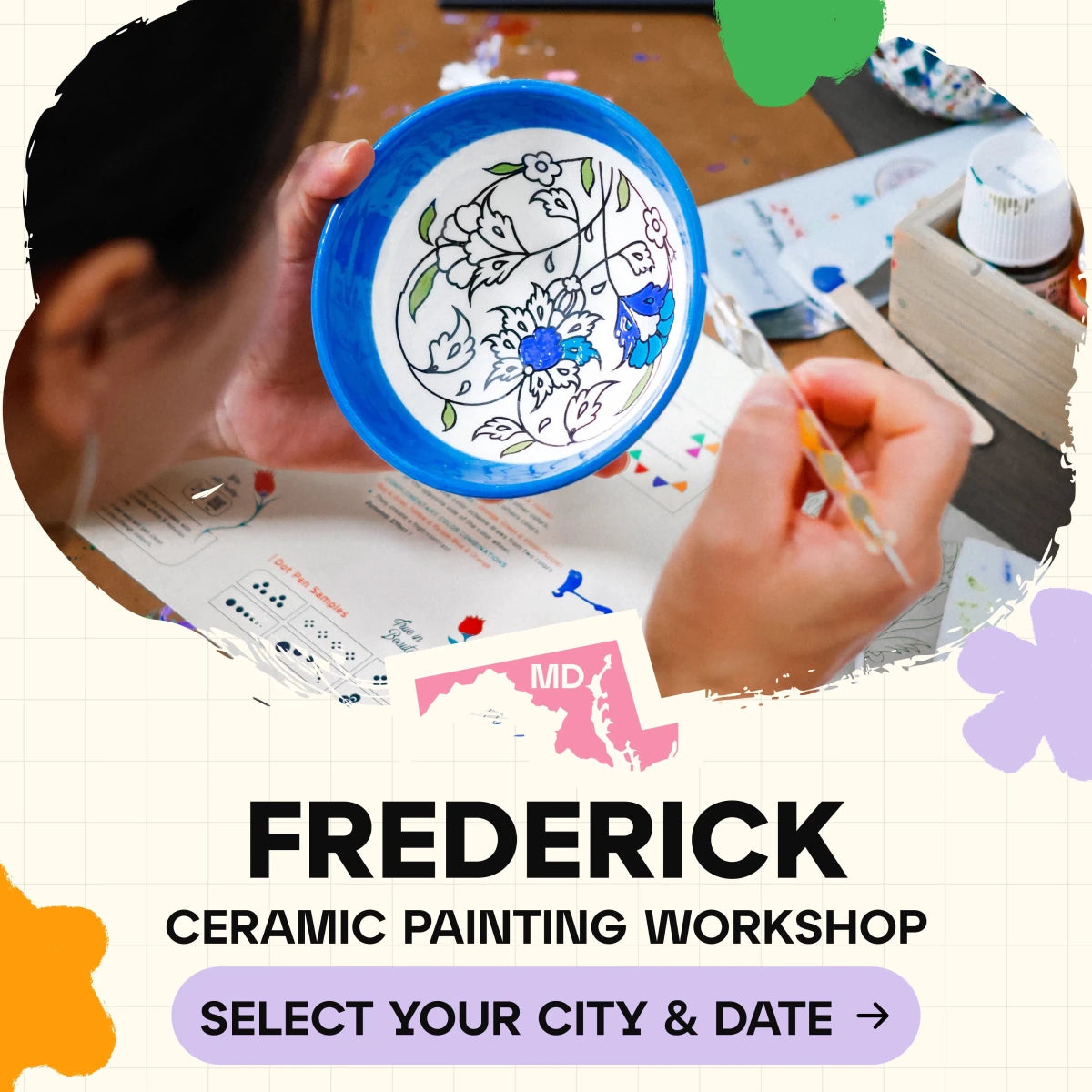 Ceramic Painting Workshop Classes in Frederick, MD - Artmasterclass GlobalWorkshop