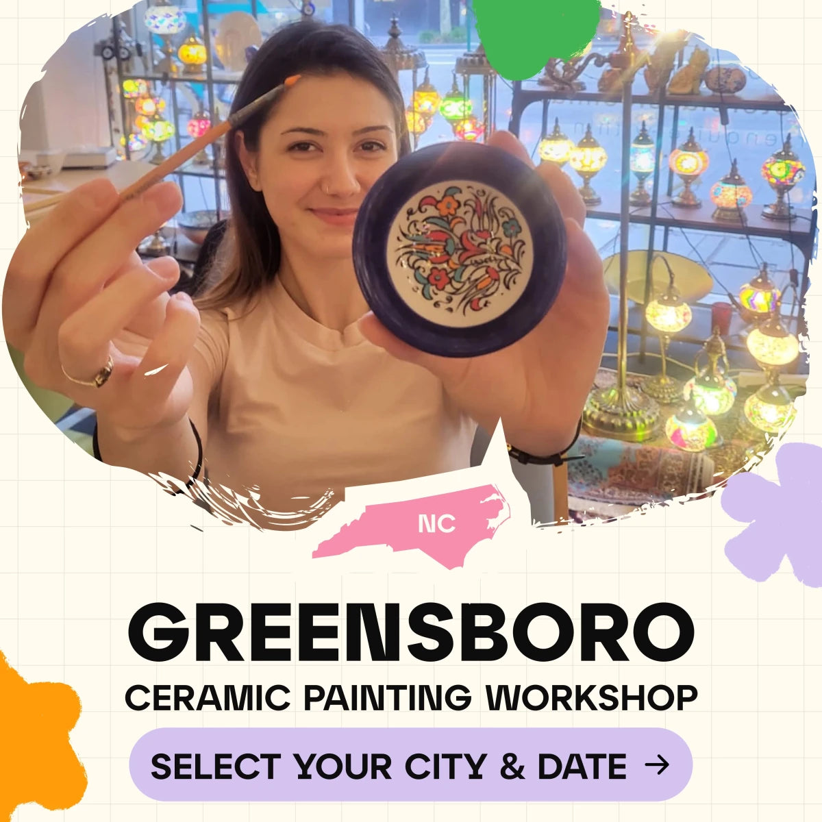 Ceramic Painting Workshop Classes in Greensboro, NC - Artmasterclass GlobalWorkshop