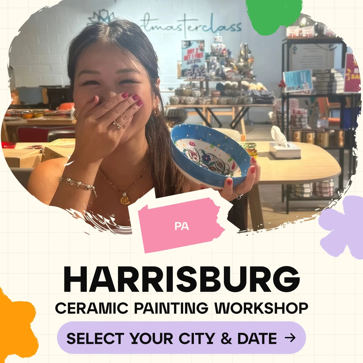 Ceramic Painting Workshop Classes in Harrisburg, PA - Artmasterclass GlobalWorkshop