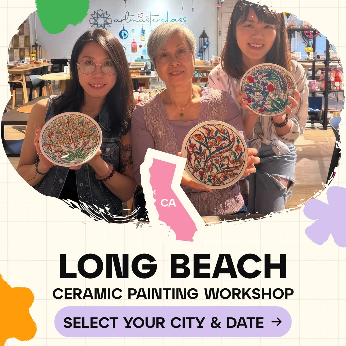 Ceramic Painting Workshop Classes in Long Beach, CA - Artmasterclass GlobalWorkshop