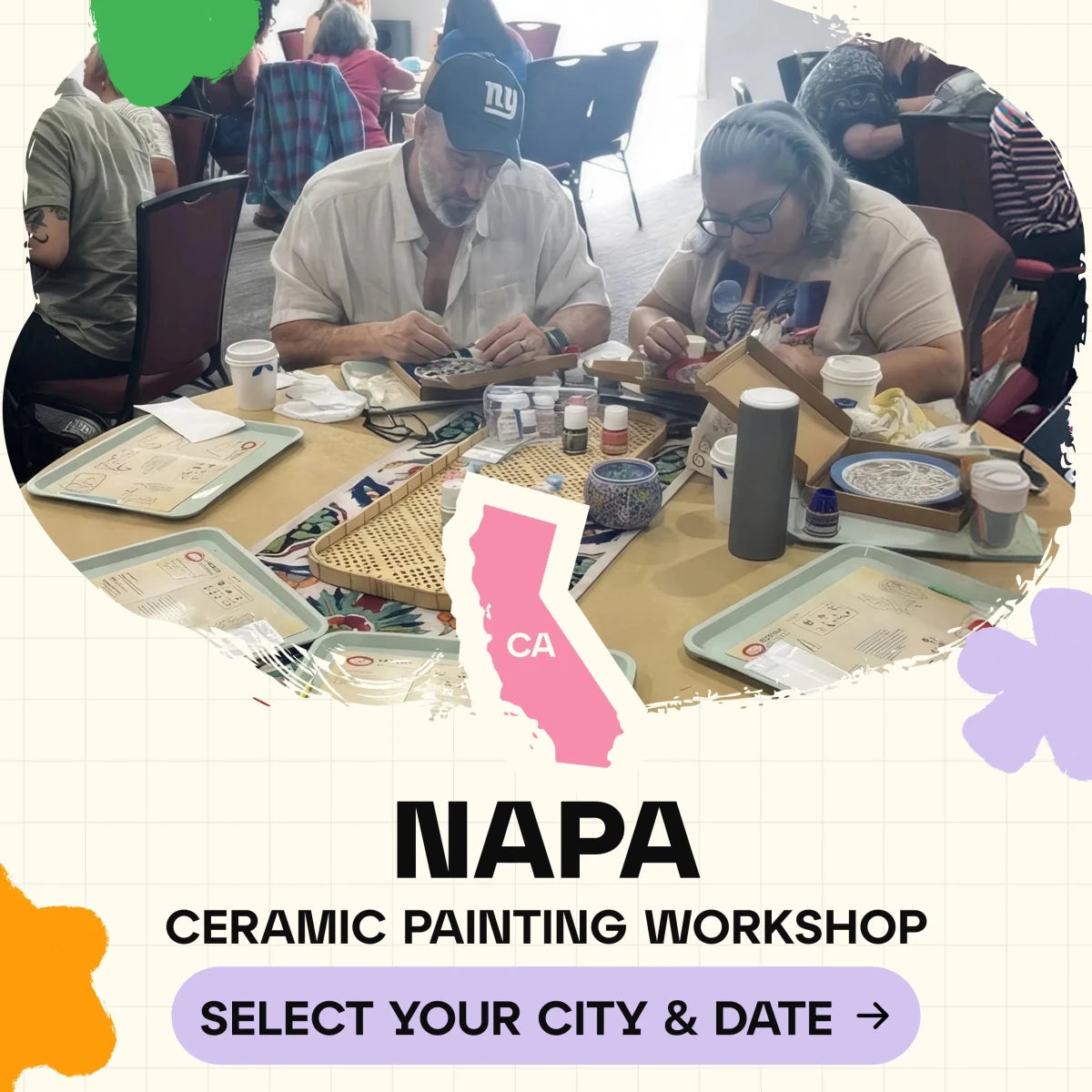 Ceramic Painting Workshop Classes in Napa - Artmasterclass GlobalWorkshop - Popup