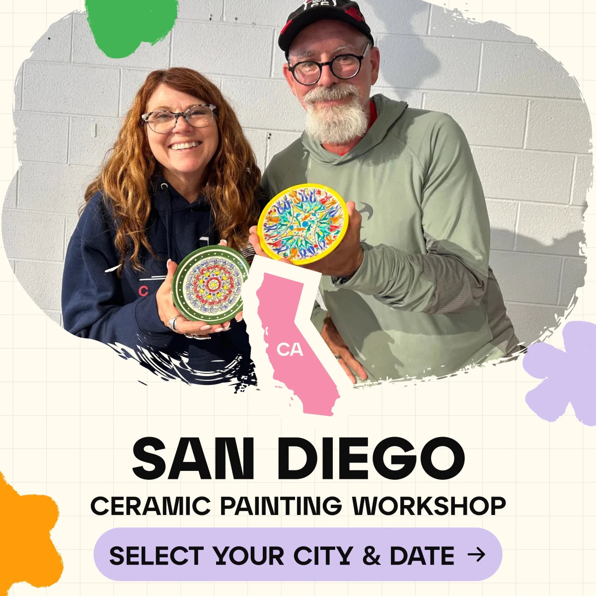 Ceramic Painting Workshop Classes in San Diego - Artmasterclass GlobalWorkshop - Popup