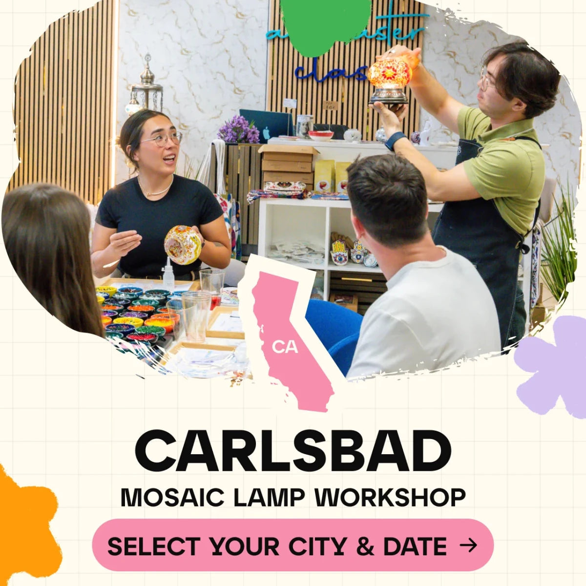 Mosaic Workshop Classes in Carlsbad - Artmasterclass USA WestWorkshop