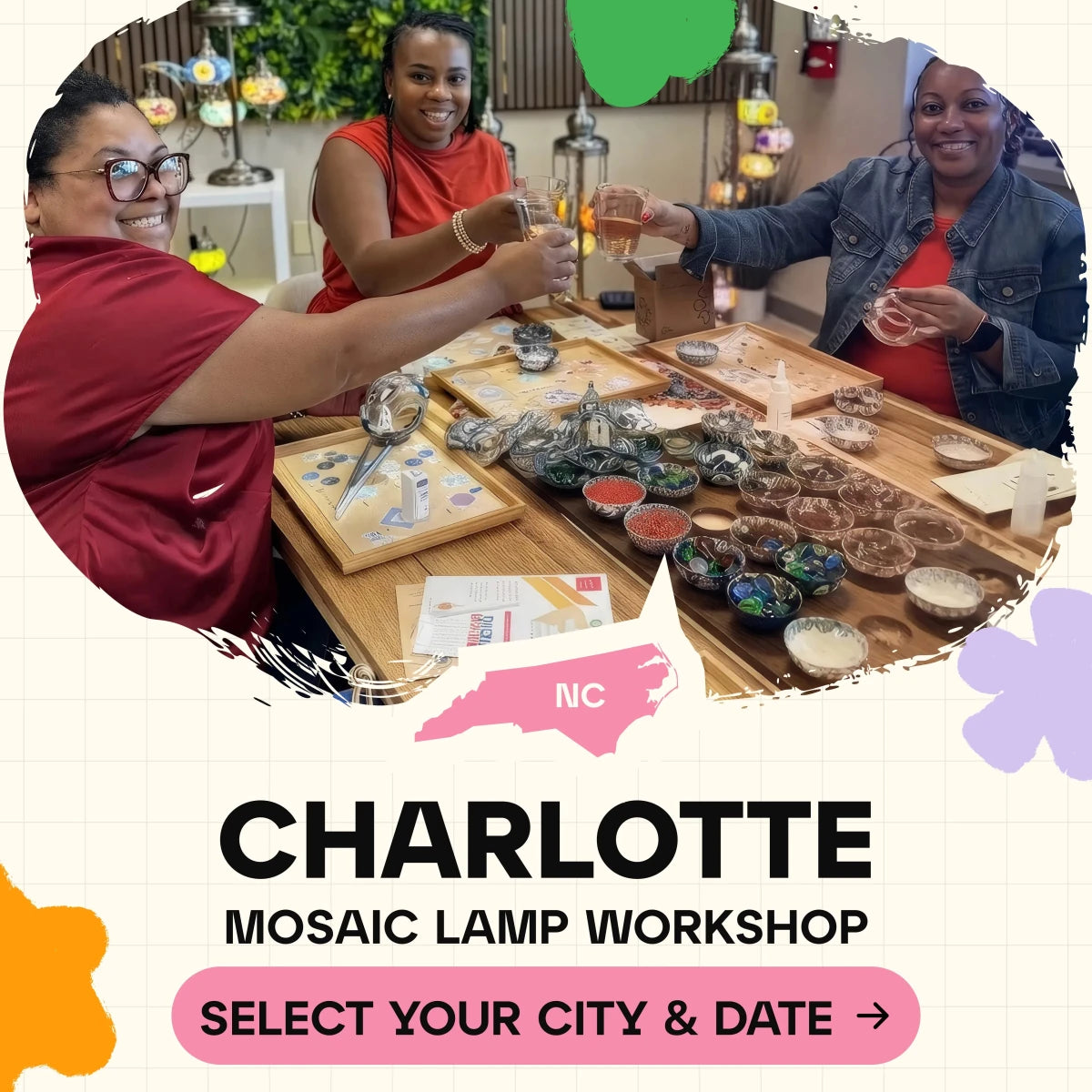Mosaic Workshop Classes in Charlotte, NC - Artmasterclass GlobalWorkshop