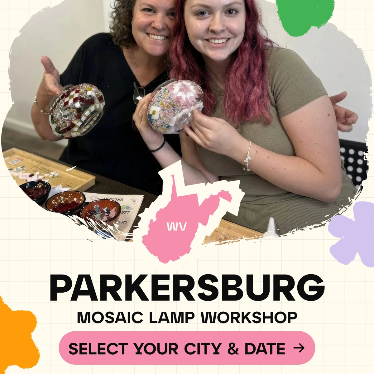 Mosaic Workshop Classes in Parkersburg - Artmasterclass GlobalWorkshop
