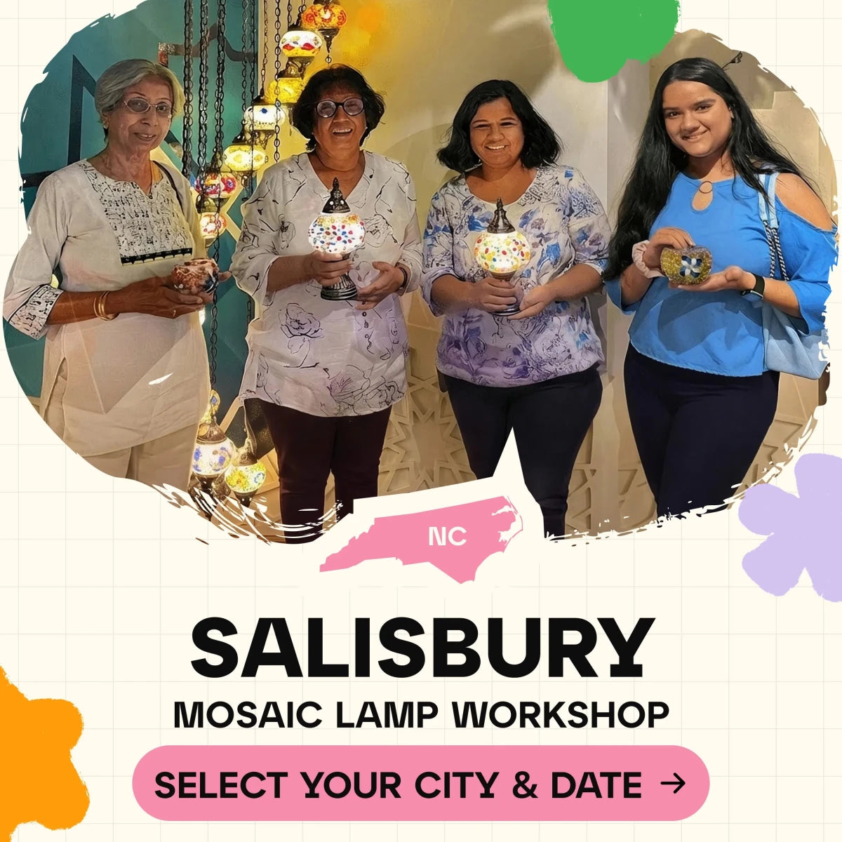 Mosaic Workshop Classes in Salisbury - Artmasterclass GlobalWorkshop - Popup