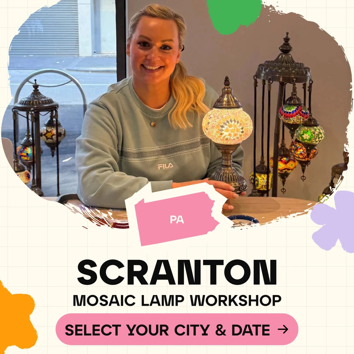 Mosaic Workshop Classes in Scranton - Artmasterclass GlobalWorkshop - Popup